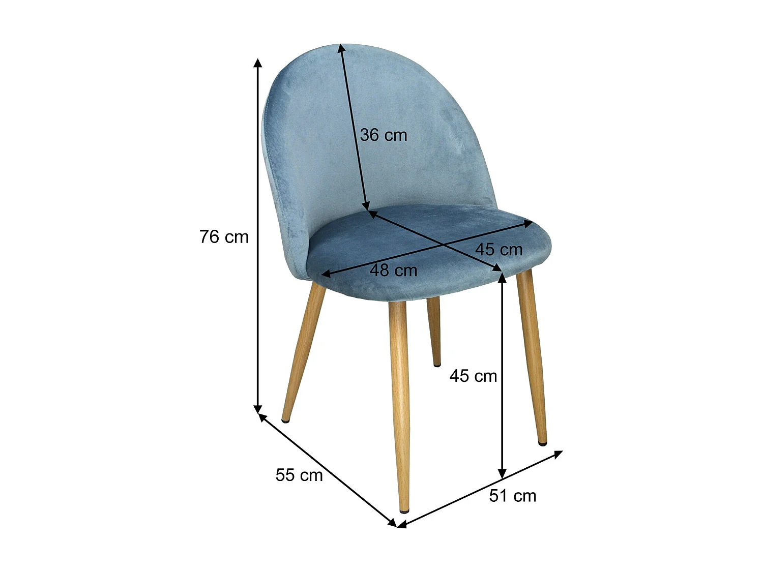 Sedia imbottita in velluto carta da zucchero mod. Sophie (2 pz)