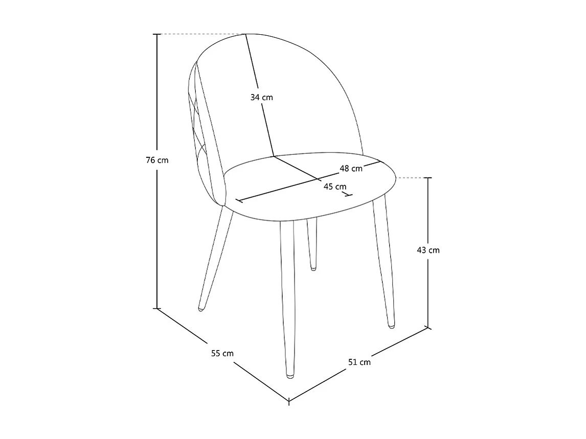 Sedia imbottita in velluto carta da zucchero mod. Sophie (2 pz)