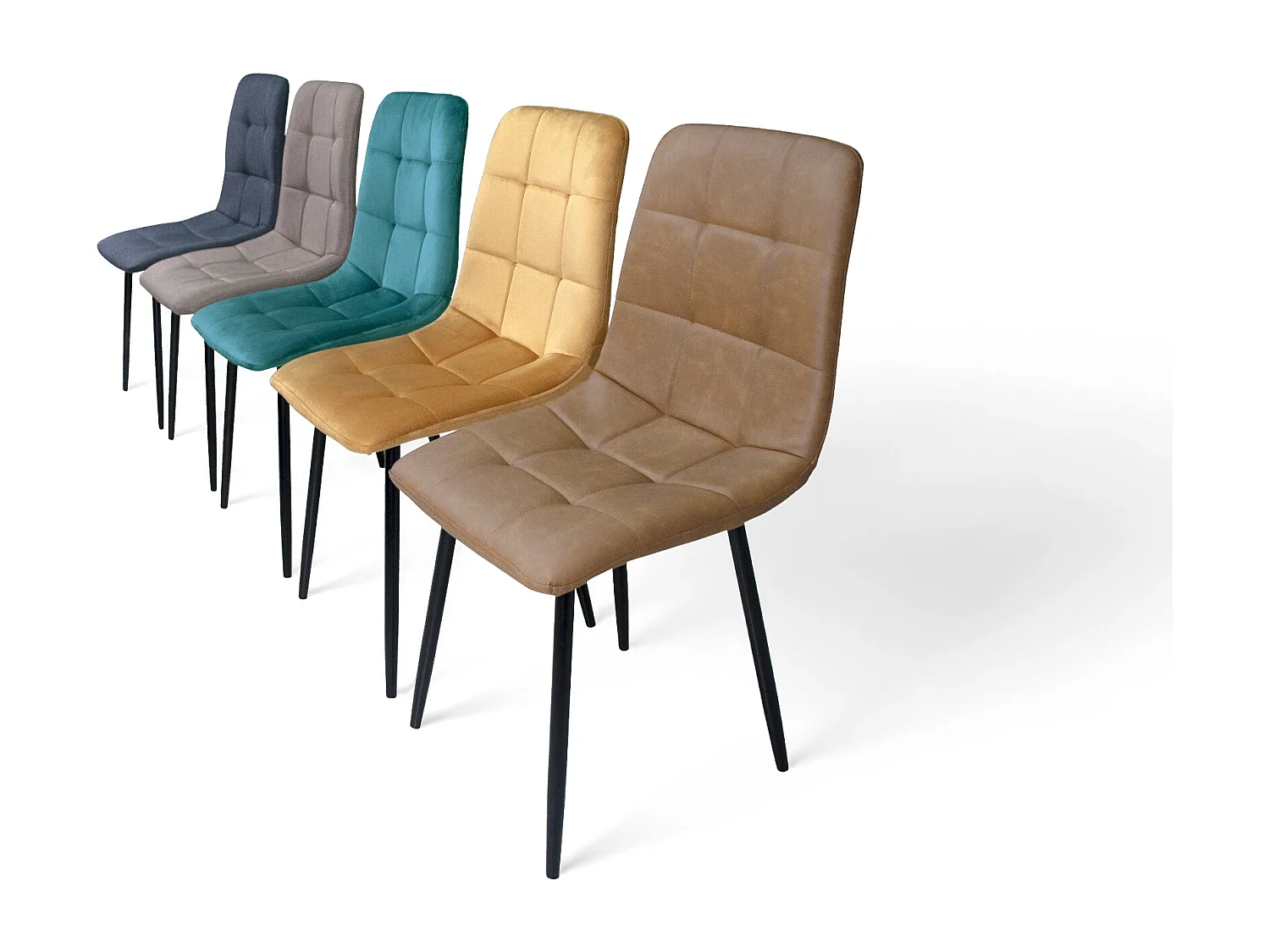 Sedia da pranzo imbottita in ecopelle vintage mod. Karima (2pz)