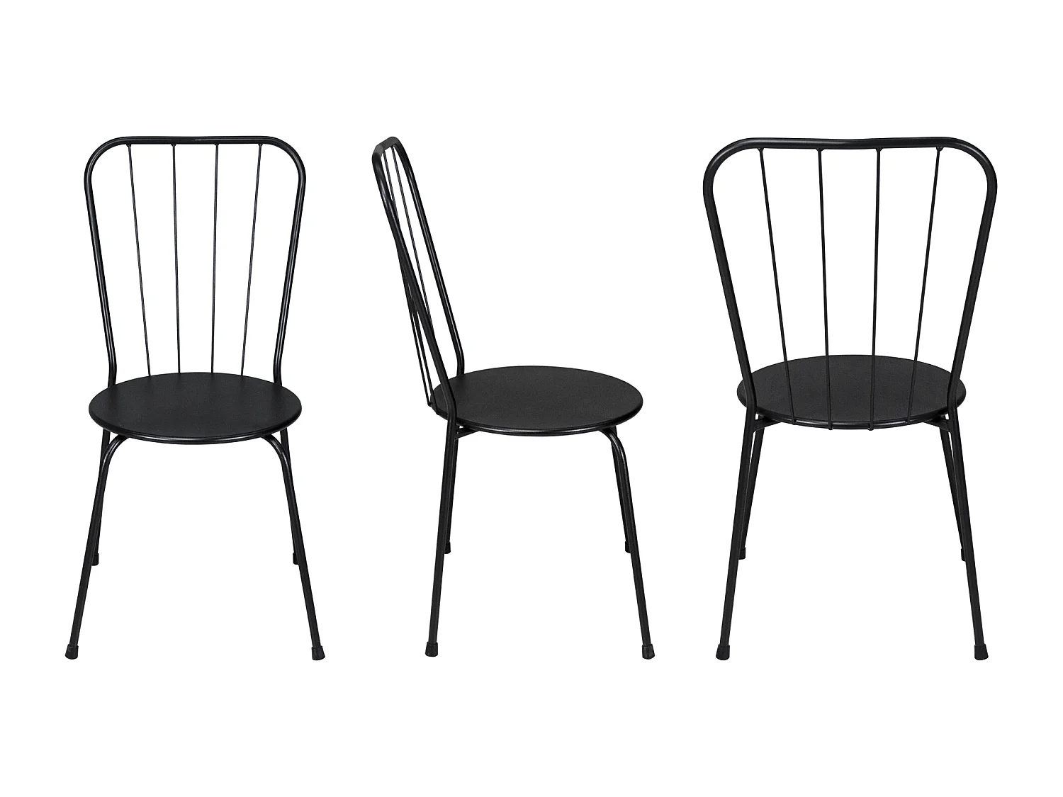 Sedia industriale in metallo nero, sedia da esterno impilabile mod. Molly (2PZ.)