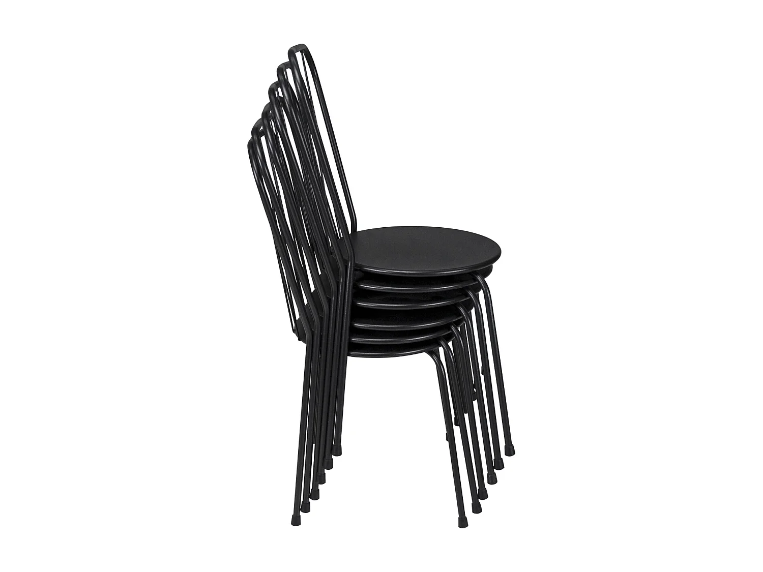 Sedia industriale in metallo nero, sedia da esterno impilabile mod. Molly (2PZ.)