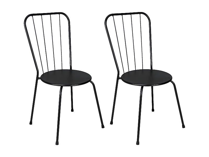 Sedia industriale in metallo nero, sedia da esterno impilabile mod. Molly (2PZ.)