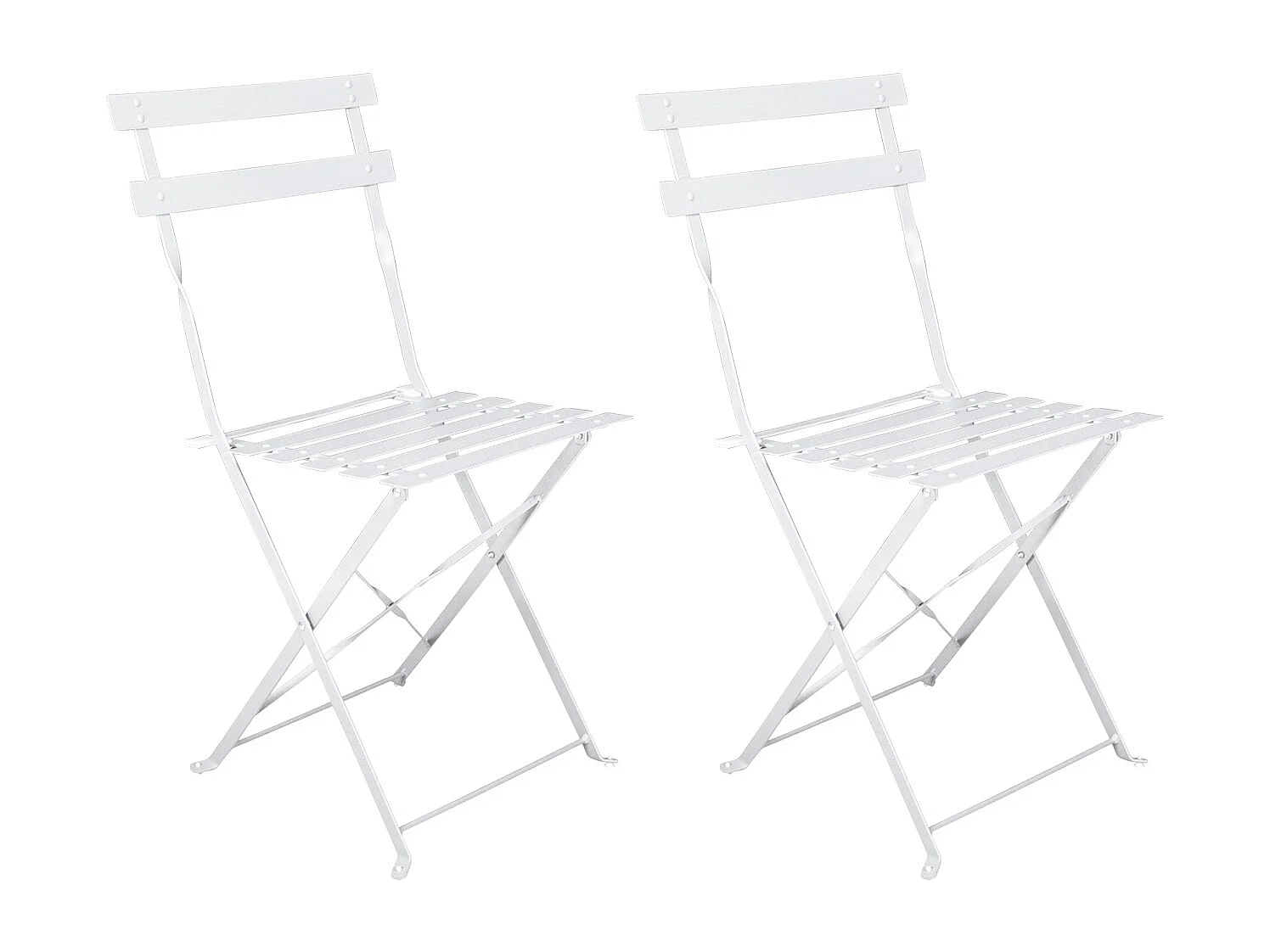 Sedia pieghevole da giardino in metallo bianco, sedia richiudibile mod. Amalfi (2pz.)