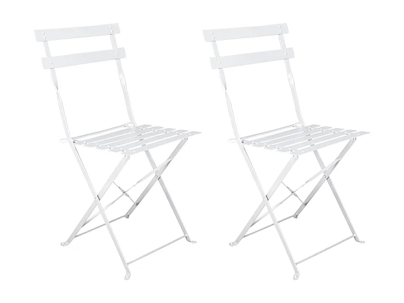 Sedia pieghevole da giardino in metallo bianco, sedia richiudibile mod. Amalfi (2pz.)