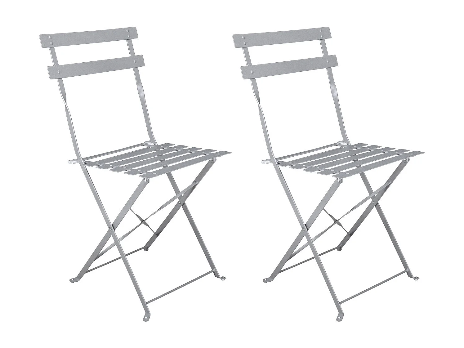 Sedia pieghevole da giardino in metallo grigio, sedia richiudibile mod. Amalfi (2pz.)