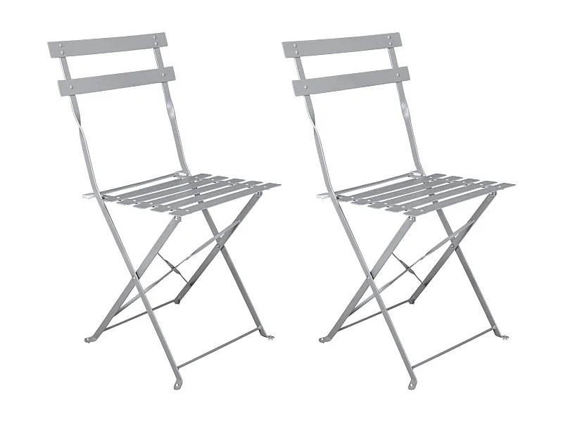 Sedia pieghevole da giardino in metallo grigio, sedia richiudibile mod. Amalfi (2pz.)