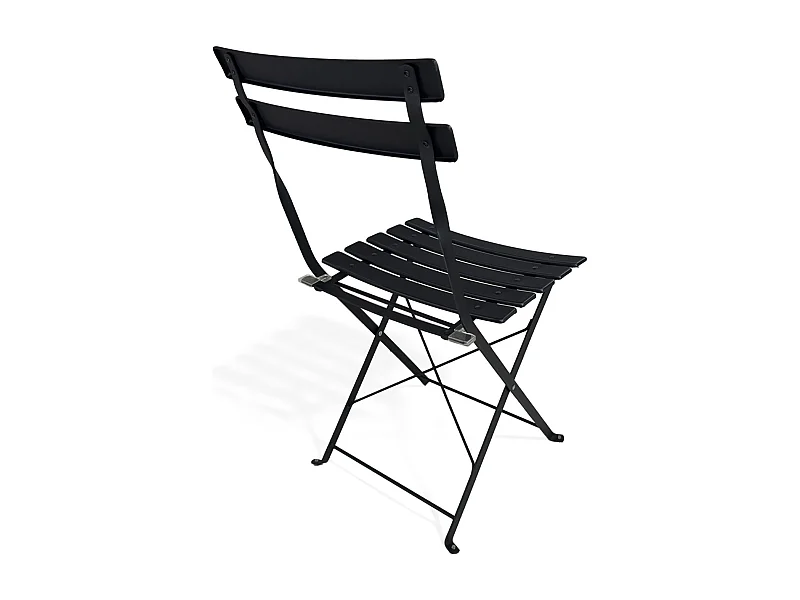 Sedia pieghevole da giardino in metallo nero, sedia richiudibile mod. Amalfi (2pz.)