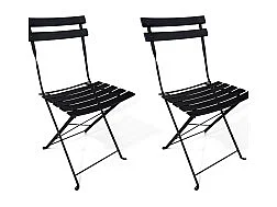 Sedia pieghevole da giardino in metallo nero, sedia richiudibile mod. Amalfi (2pz.)