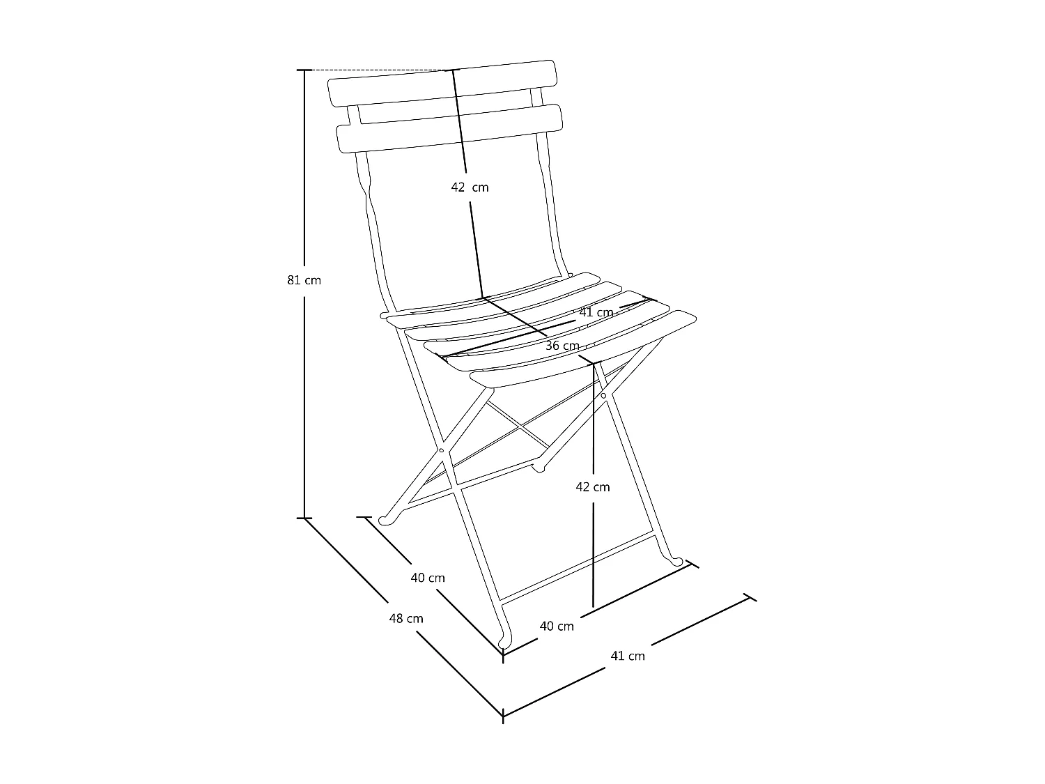 Sedia pieghevole da giardino in metallo nero, sedia richiudibile mod. Amalfi (2pz.)