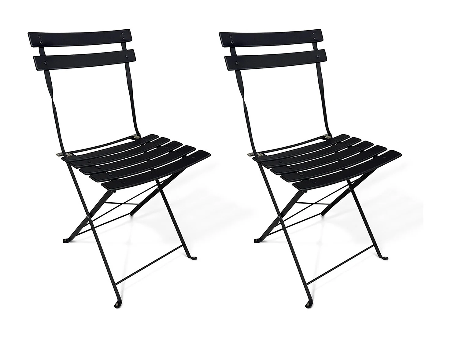 Sedia pieghevole da giardino in metallo nero, sedia richiudibile mod. Amalfi (2pz.)