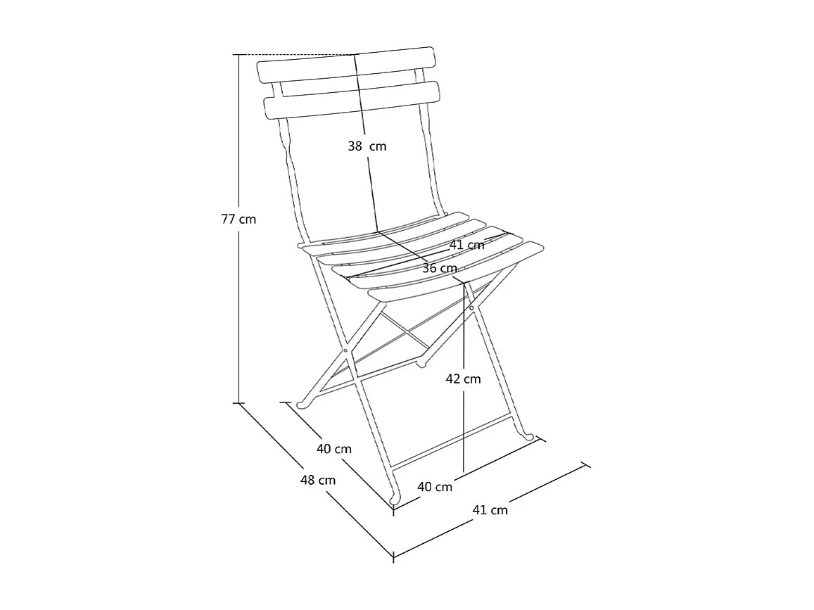 Sedia pieghevole da giardino in metallo nero, sedia richiudibile mod. Amalfi (2pz.)