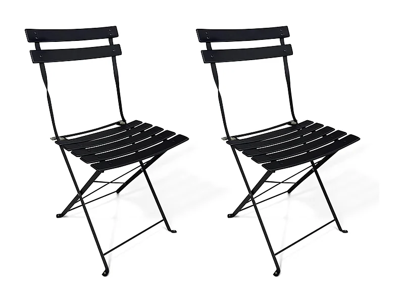 Sedia pieghevole da giardino in metallo nero, sedia richiudibile mod. Amalfi (2pz.)