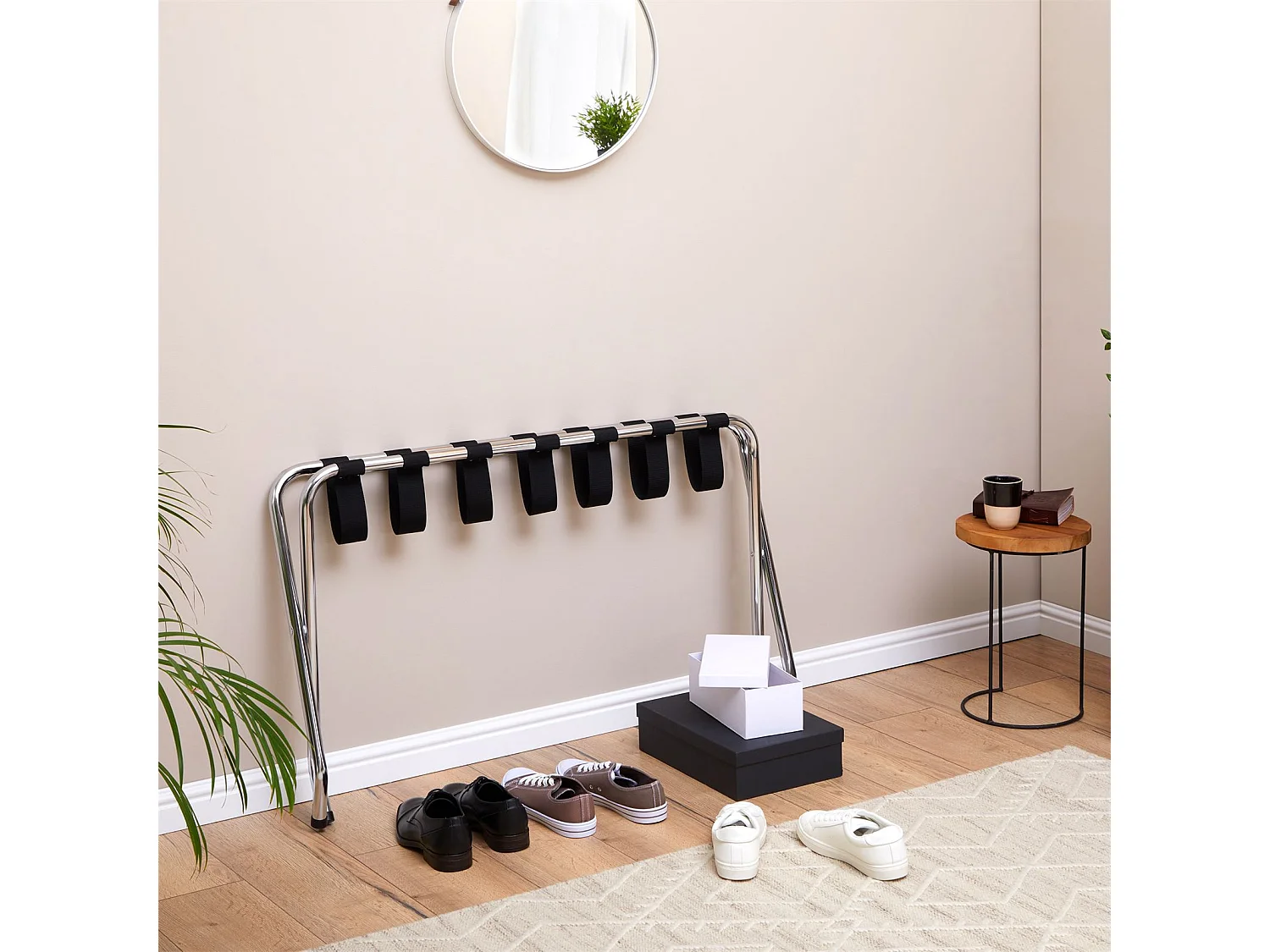 Porte-valise VOYAGE en métal chromé, support-bagages accessoire de chambre hôtel pour sac de voyage et valise