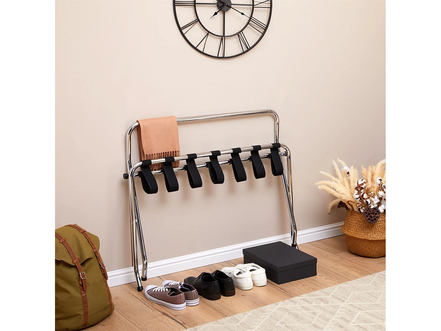 Porte-valise VALISE en métal chromé, support-bagages accessoire de chambre hôtel pour sac de voyage et valise