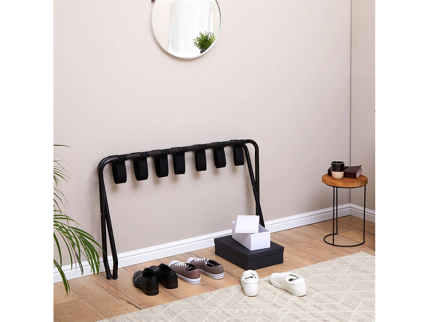 Porte-valise VOYAGE en métal noir, support-bagages accessoire de chambre hôtel pour sac de voyage et valise