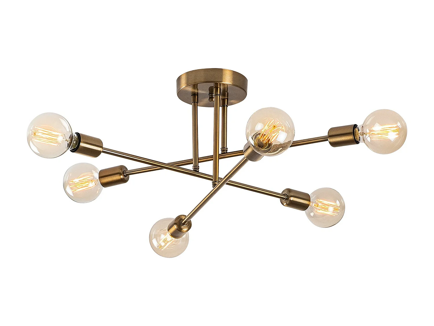 Deckenleuchte - Metall - 3 Arme - 64 cm x 30 cm - Goldfarben - FLOWERA