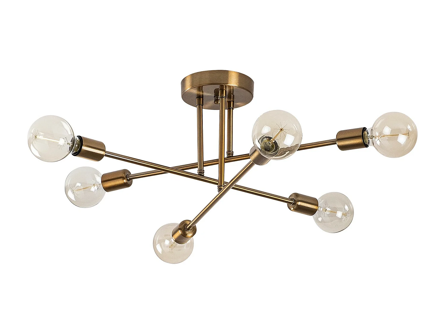 Deckenleuchte - Metall - 3 Arme - 64 cm x 30 cm - Goldfarben - FLOWERA