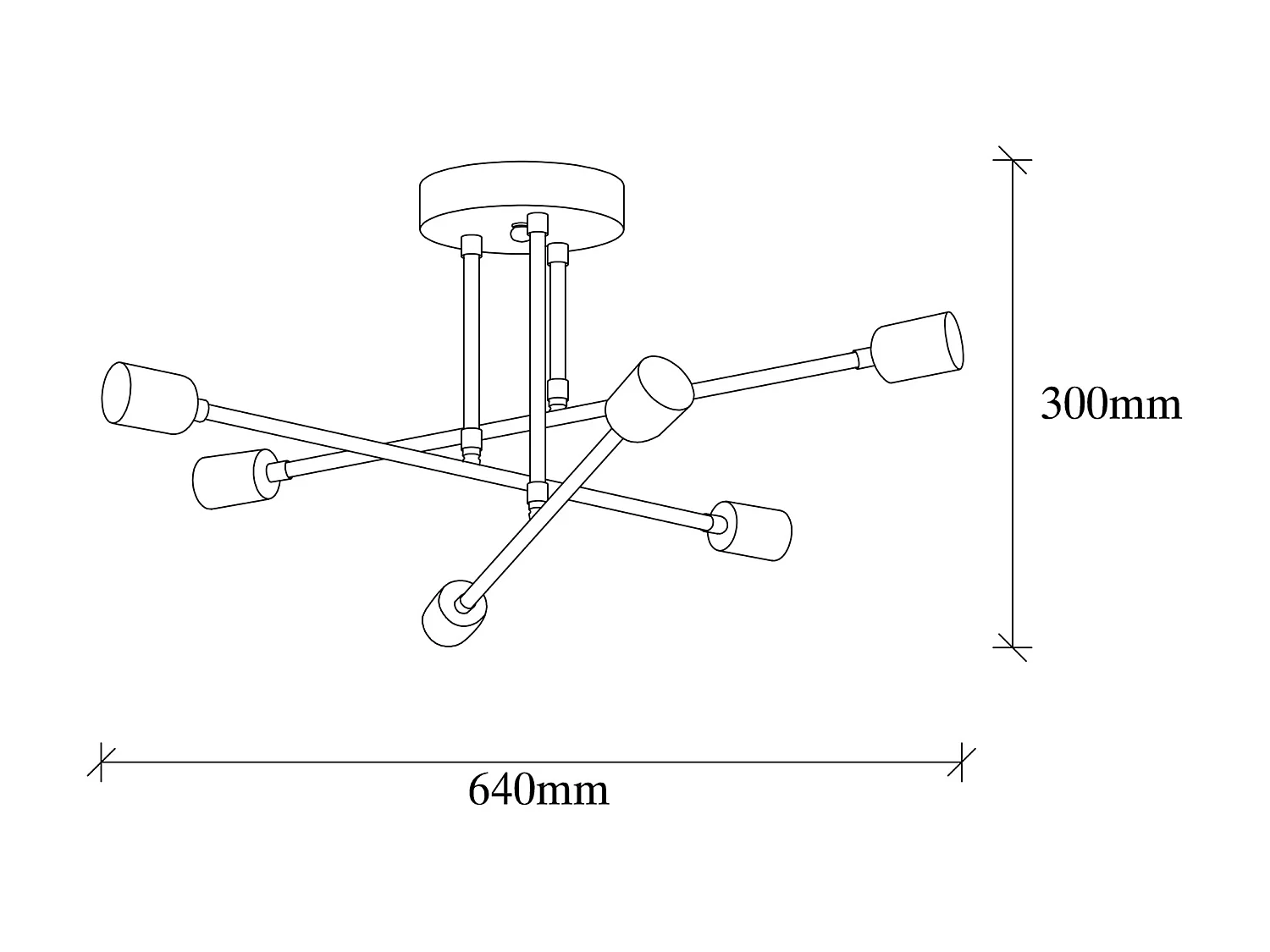 Deckenleuchte - Metall - 3 Arme - 64 cm x 30 cm - Goldfarben - FLOWERA