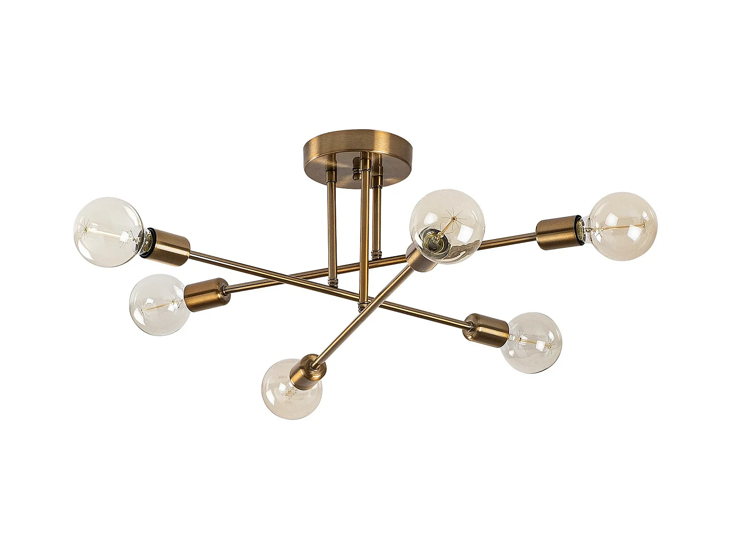 Lámpara de techo de metal - 3 brazos - Ancho 64 x Alt. 30 cm - Dorado - FLOWERA