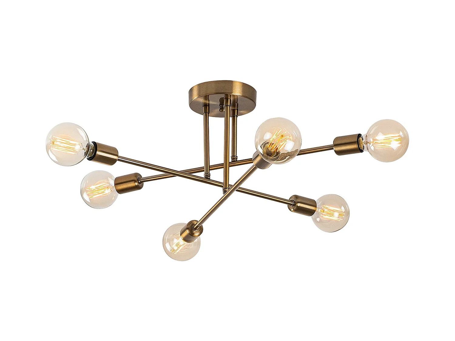 Lámpara de techo de metal - 3 brazos - Ancho 64 x Alt. 30 cm - Dorado - FLOWERA