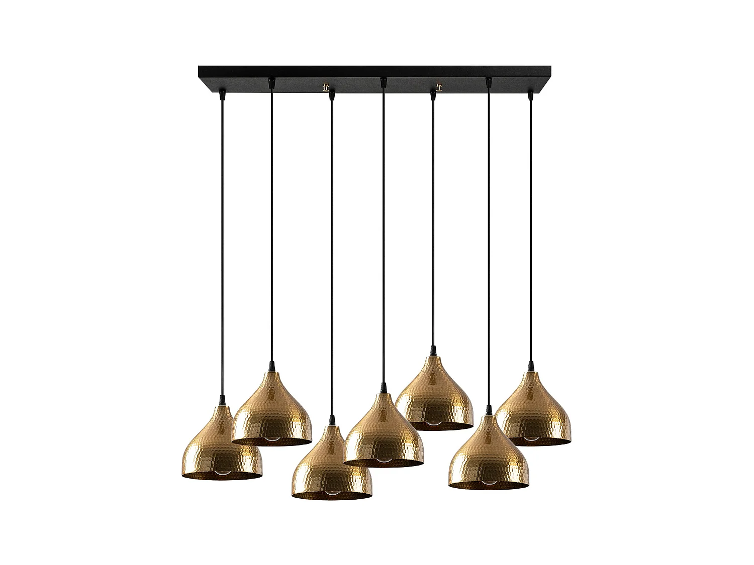 Deckenleuchte höhenverstellbar - Metall - 7 Schirme - 88 x 114 cm - Goldfarben & Schwarz - SONITI