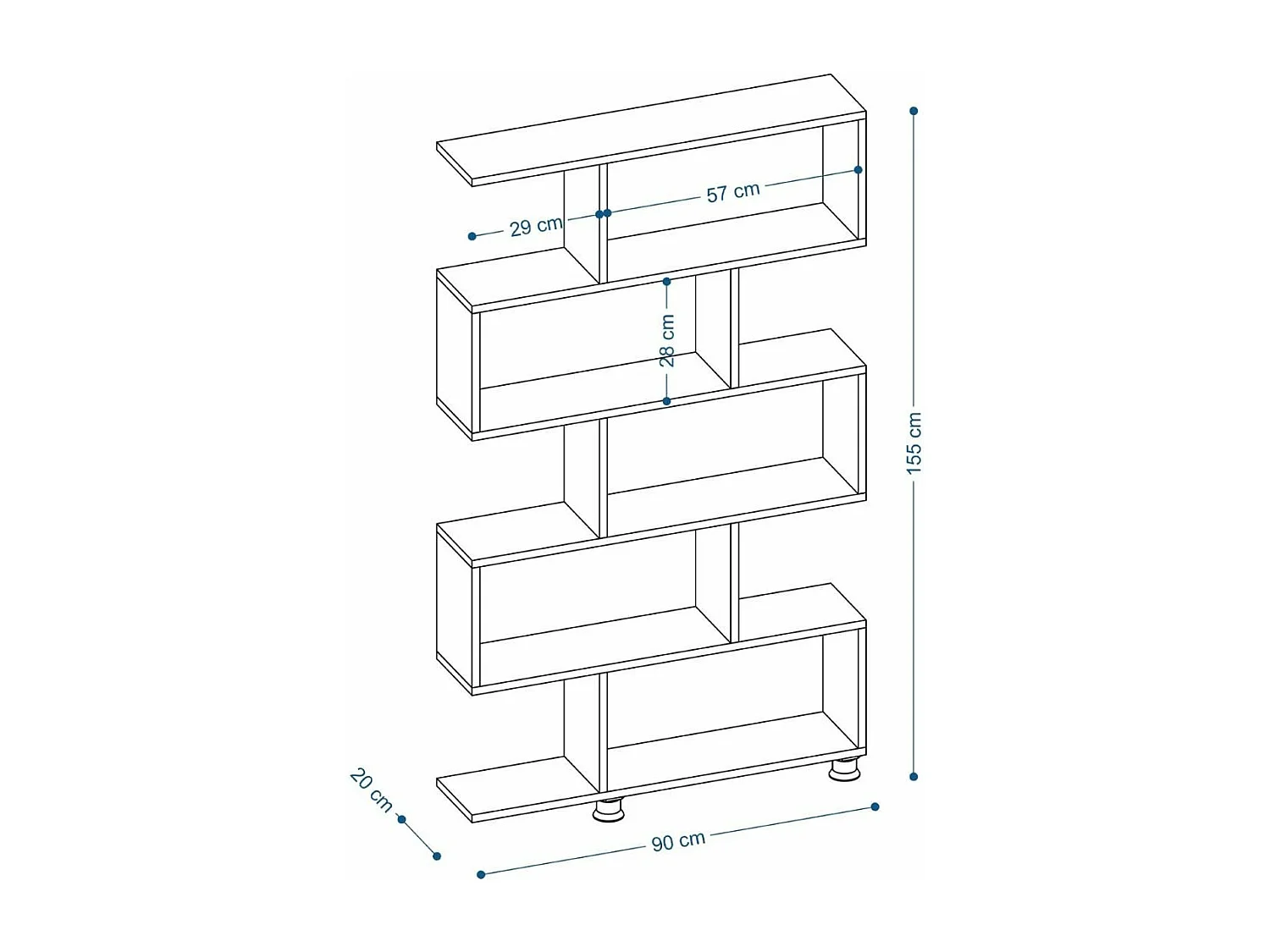 Estantería de 5 estantes decorativos de nogal H156 cm - Nilüfer