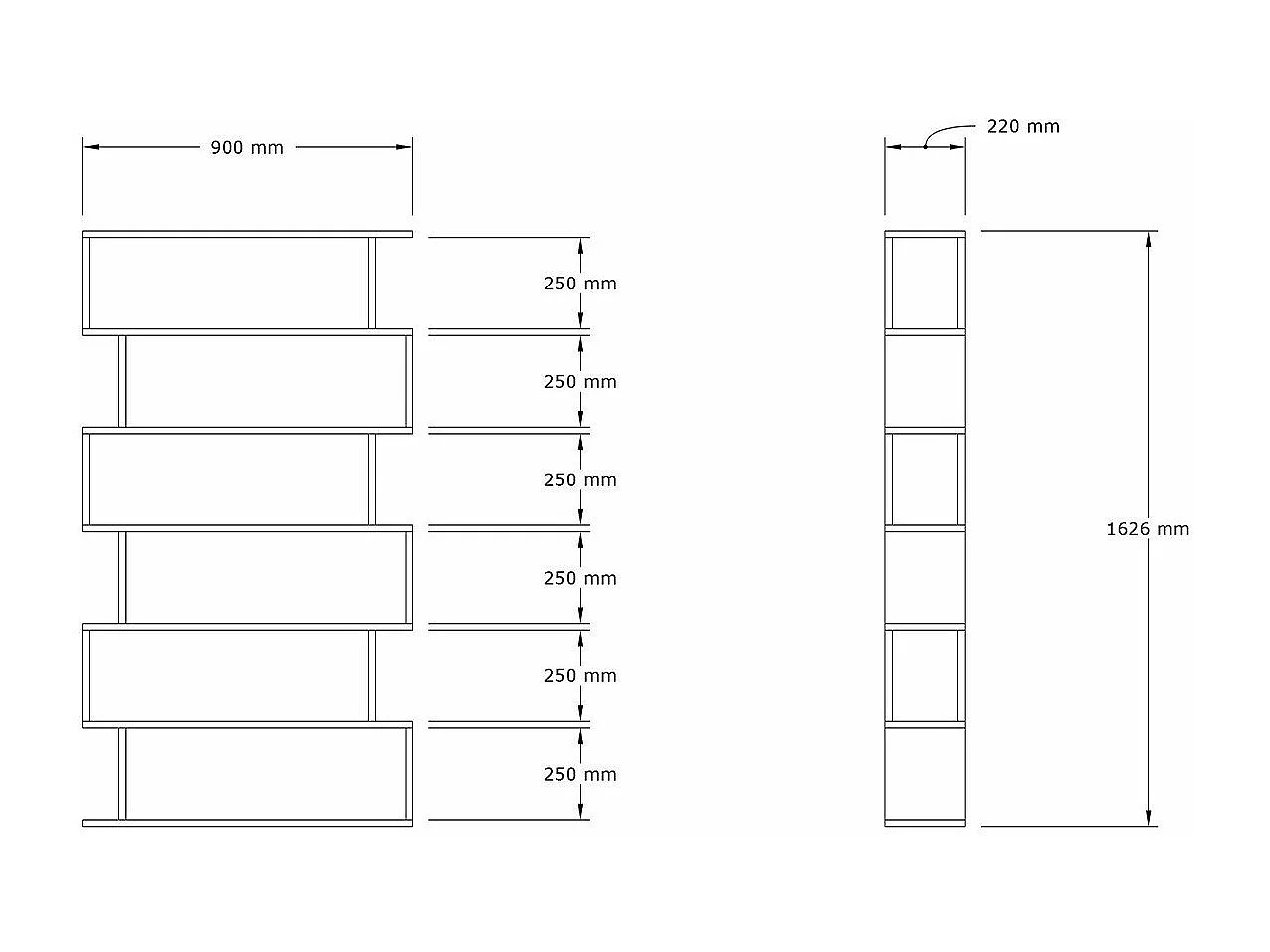 Etagère 7 tablettes décor chêne saphir L90 cm - Hector