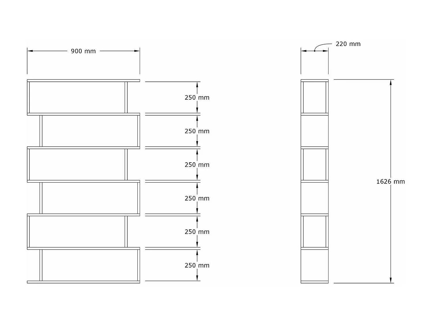 Etagère 7 tablettes décor chêne saphir L90 cm - Hector