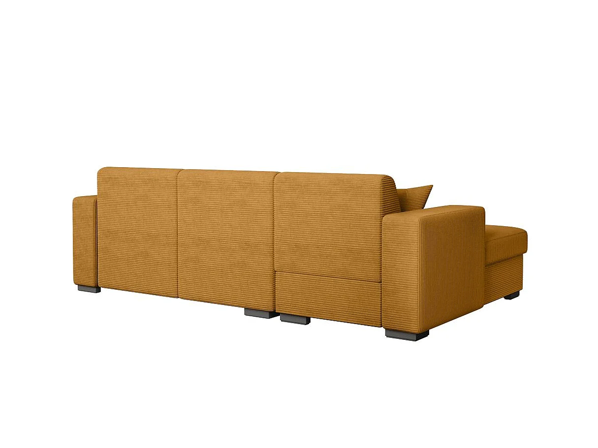 Canapé d'angle convertible 4 places avec coffre en velours jaune