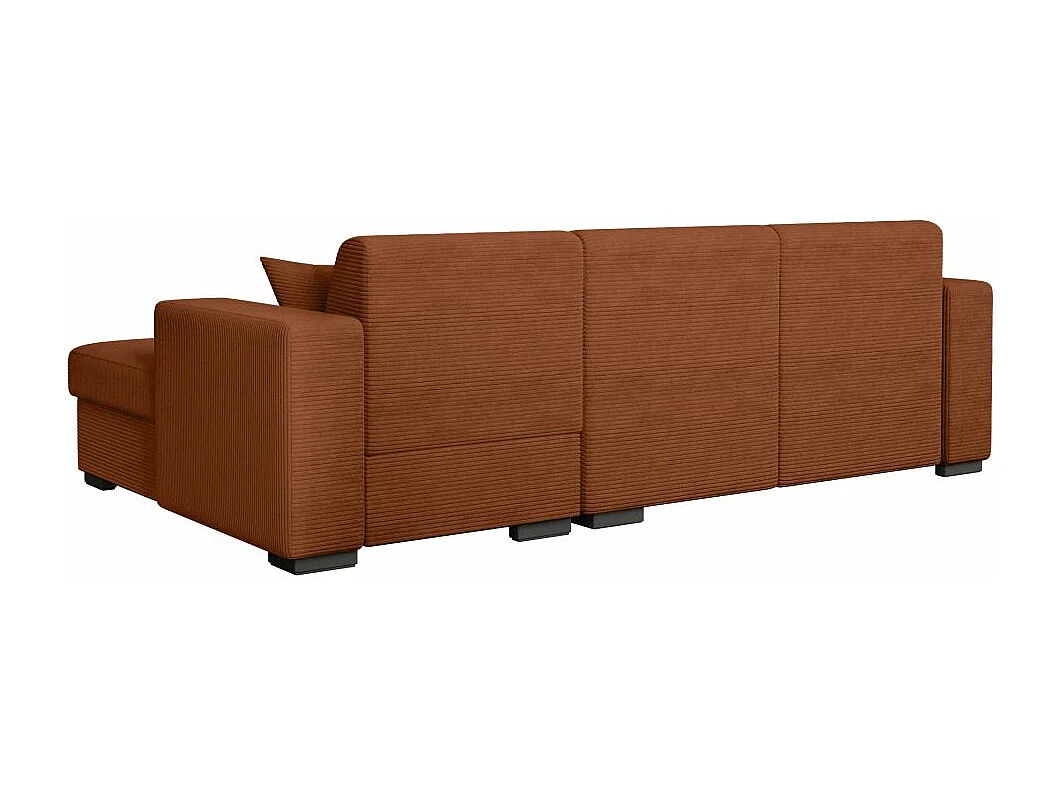 Canapé d'angle droit 4 places Fuji XL convertible avec coffre en velours côtelé - Terracotta - L262 x P157 x H83cm - Loungitude