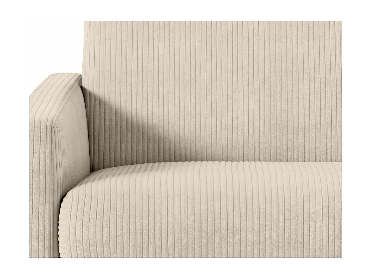 Canapé convertible express 3 places Agathe 140x190cm en velours côtelé - Beige - Matelas 13cm - L178 x P96 x H88cm - Loungitude