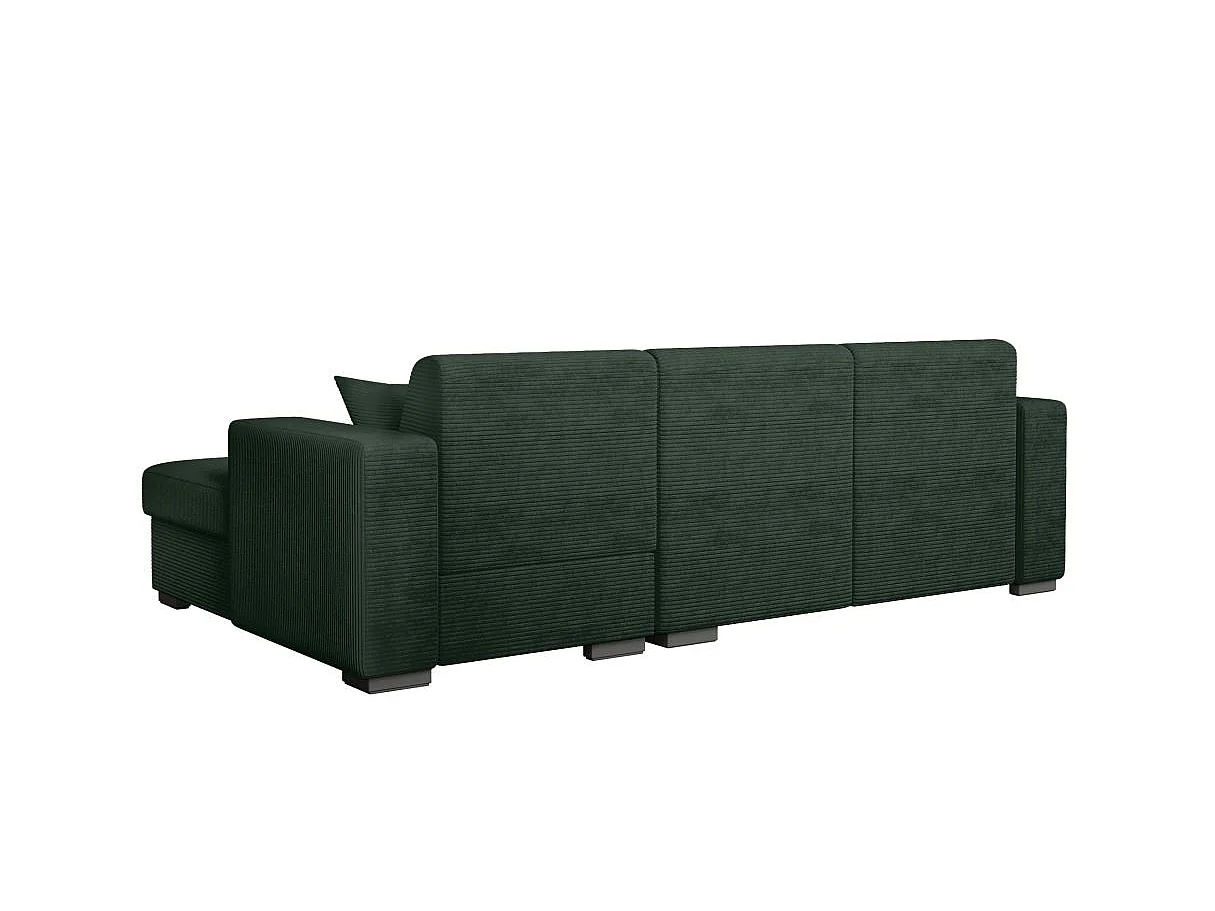 Canapé d'angle convertible 4 places en velours côtelé vert foncé