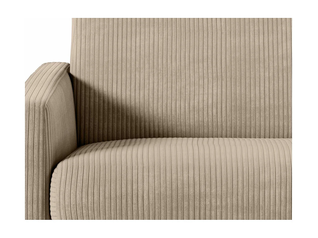 Canapé convertible express 3 places Agathe 140x190cm en velours côtelé - Taupe - Matelas 13cm - L178 x P96 x H88cm - Loungitude