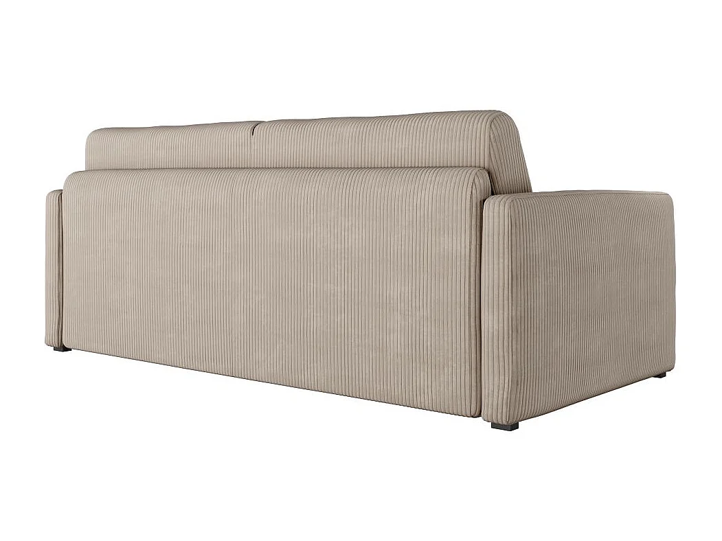 Canapé convertible express 3 places Agathe 140x190cm en velours côtelé - Taupe - Matelas 13cm - L178 x P96 x H88cm - Loungitude