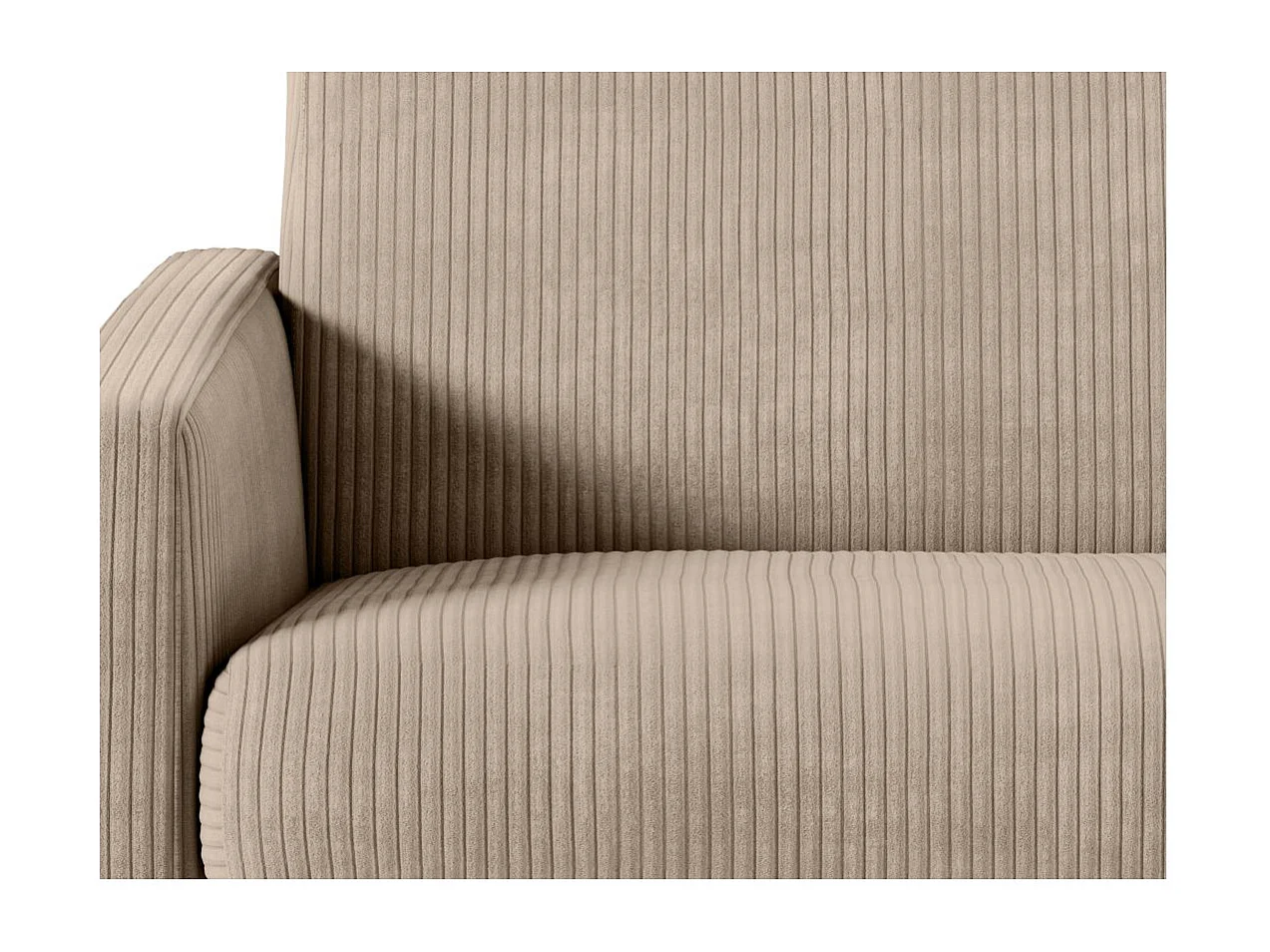 Canapé convertible express 3 places Agathe 140x190cm en velours côtelé - Taupe - Matelas 13cm - L178 x P96 x H88cm - Loungitude