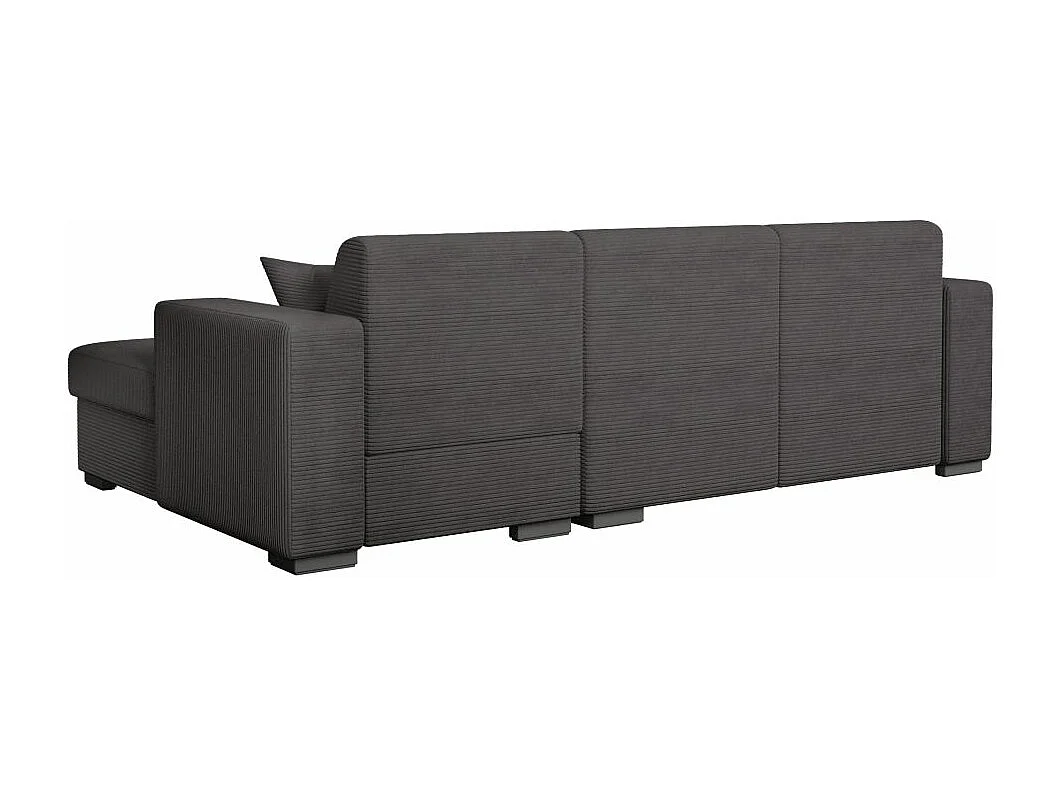 Canapé d'angle droit 4 places Fuji XL convertible avec coffre en velours côtelé - Gris anthracite - L262 x P157 x H83cm - Loungitude