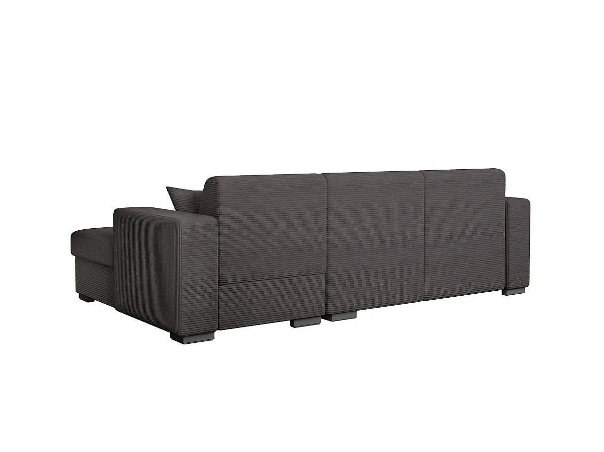 Canapé d'angle droit 4 places Fuji XL convertible avec coffre en velours côtelé - Gris anthracite - L262 x P157 x H83cm - Loungitude