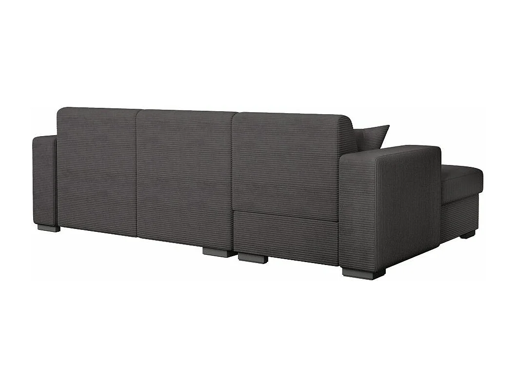 Canapé d'angle gauche 4 places Fuji XL convertible avec coffre en velours côtelé - Gris anthracite - L262 x P157 x H83cm - Loungitude