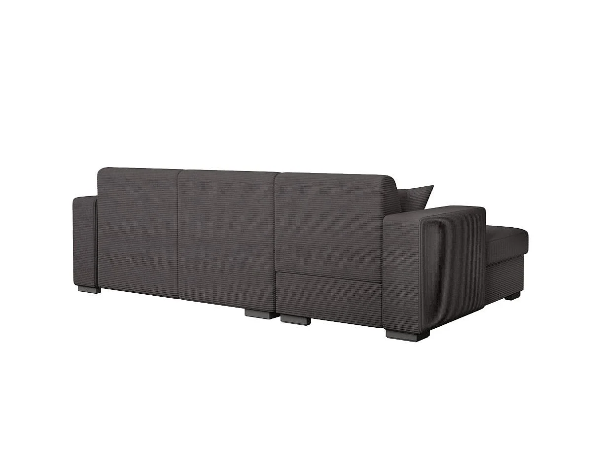 Canapé d'angle gauche 4 places Fuji XL convertible avec coffre en velours côtelé - Gris anthracite - L262 x P157 x H83cm - Loungitude