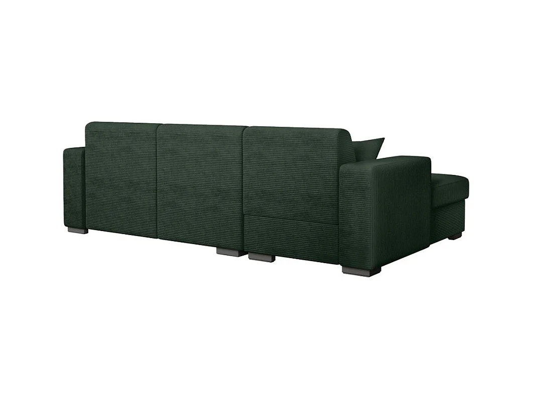 Canapé d'angle gauche 4 places Fuji XL convertible avec coffre en velours côtelé - Vert foncé - L262 x P157 x H83cm - Loungitude