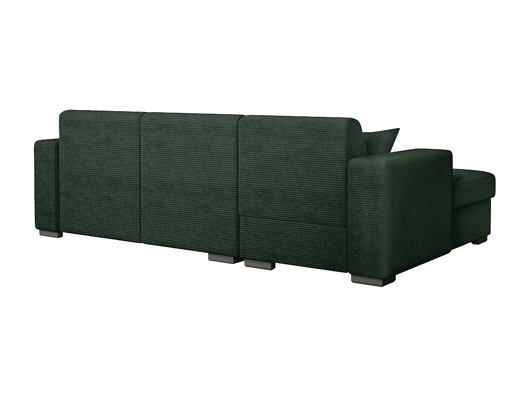 Canapé d'angle gauche 4 places Fuji XL convertible avec coffre en velours côtelé - Vert foncé - L262 x P157 x H83cm - Loungitude