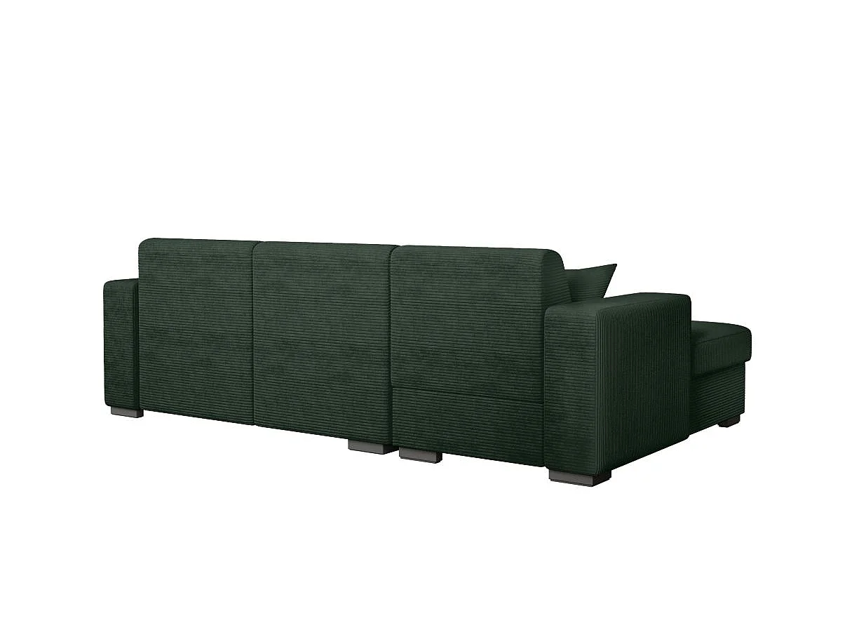 Canapé d'angle convertible 4 places en velours côtelé vert foncé
