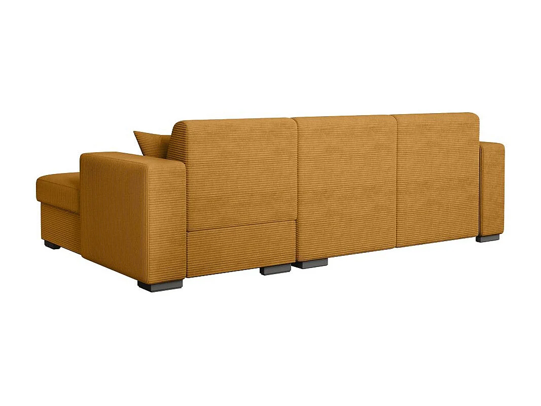 Canapé d'angle droit 4 places Fuji XL convertible avec coffre en velours côtelé - Jaune - L262 x P157 x H83cm - Loungitude
