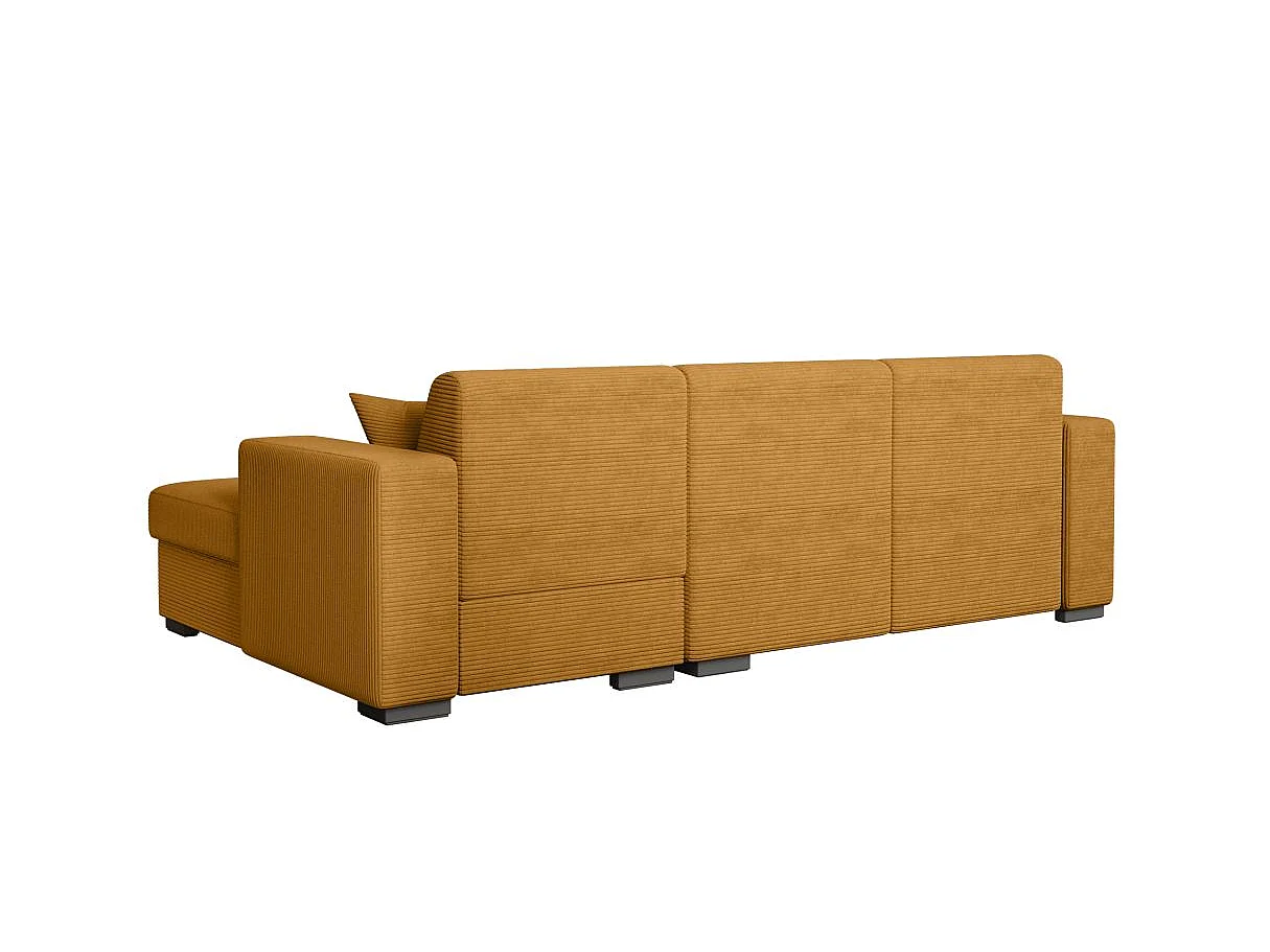 Canapé d'angle convertible 4 places avec coffre en velours jaune