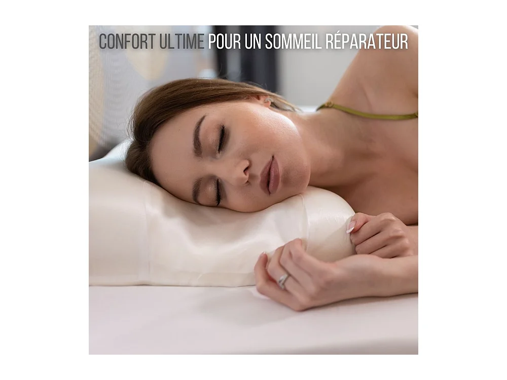 Oreiller Anti-Âge Anti-Rides en 100% Soie SOIE DE BEAUTE 58x37x11 - INPHYSIO