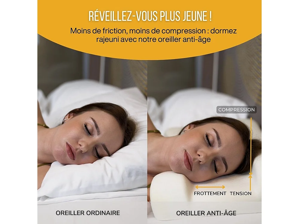Oreiller Anti-Âge Anti-Rides en 100% Soie SOIE DE BEAUTE 58x37x11 - INPHYSIO