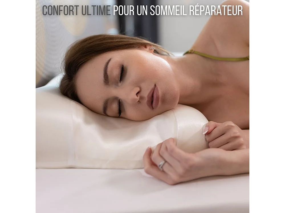 Oreiller Anti-Âge Anti-Rides en 100% Soie SOIE DE BEAUTE 58x37x11 - INPHYSIO
