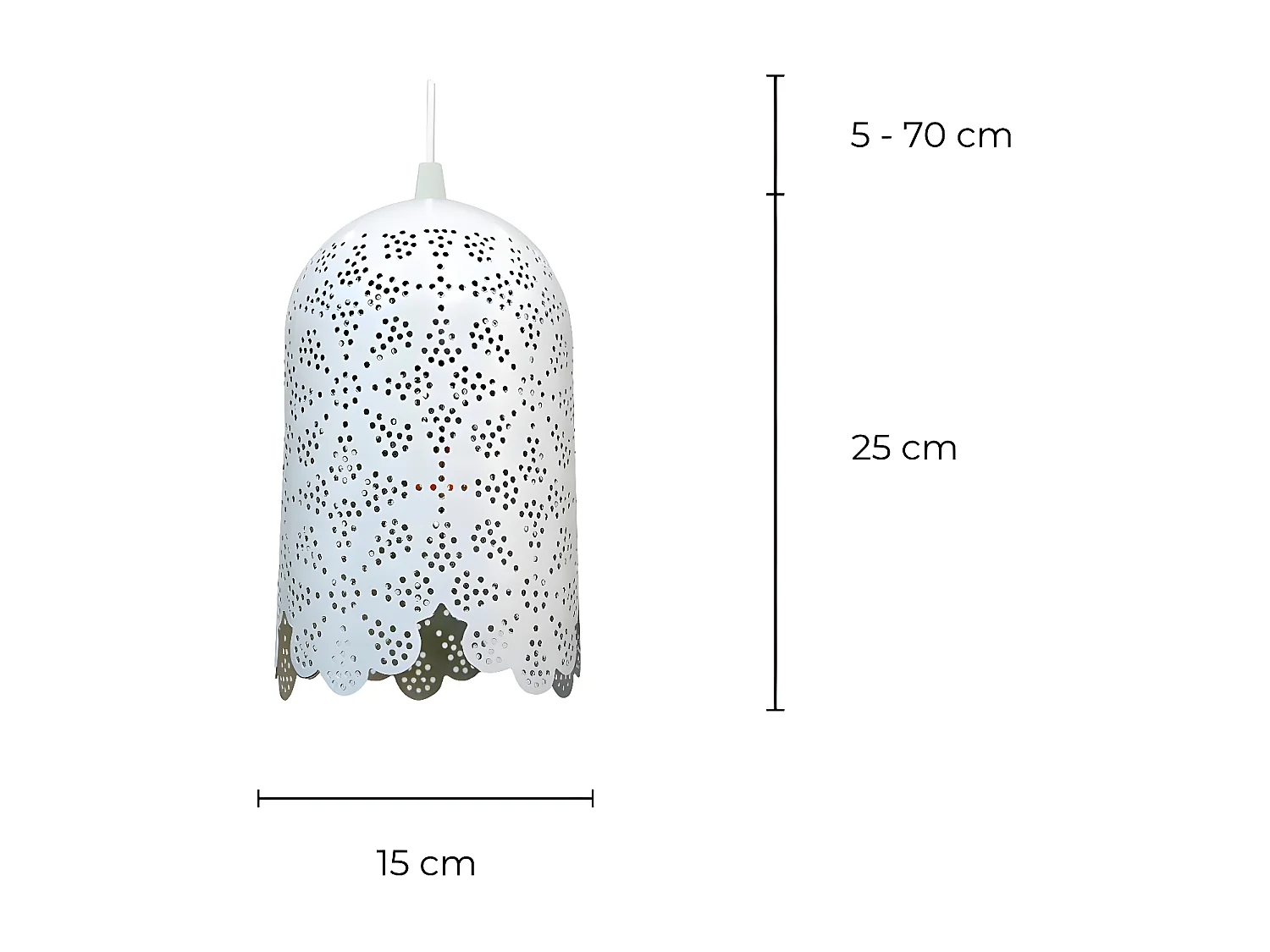 C-Création - Suspension abat-jour ajouré métal - SHAPUR - Blanc