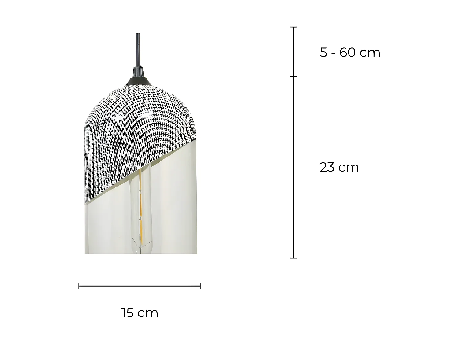 C-Création - Suspension cloche en verre peint - ZILA - Gris