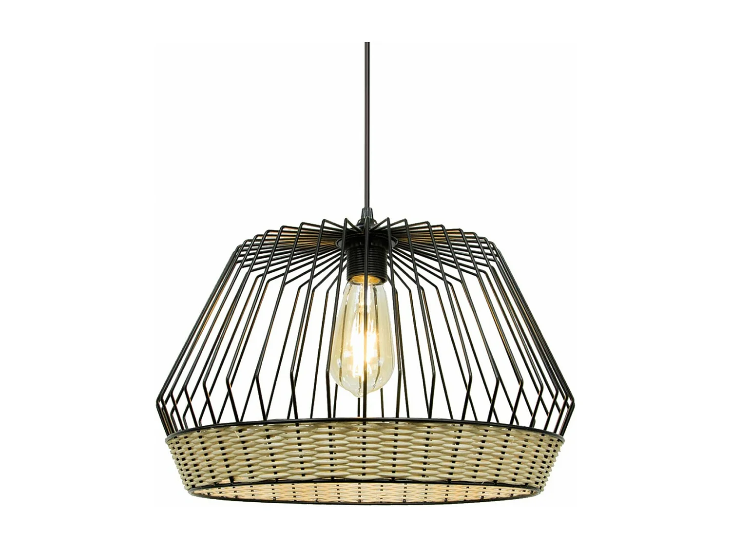 C-Création - Suspension en métal et rotin tressé - JINTEN